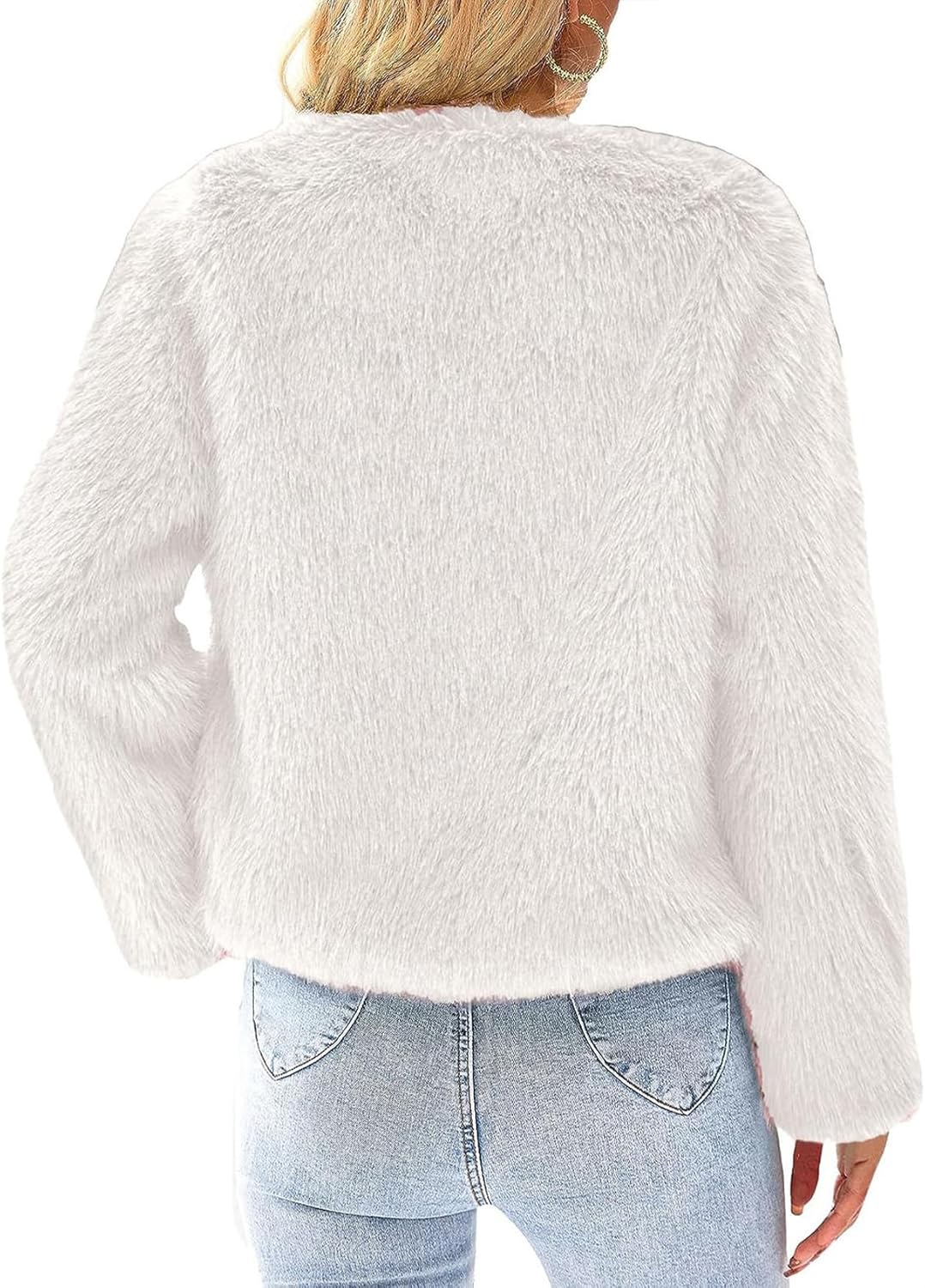 Faux Fur Jacket Women Long Sleeve Open Front Cropped Cardigan Warm Winter Shaggy Fluffy Short Fur Coat - Image 2